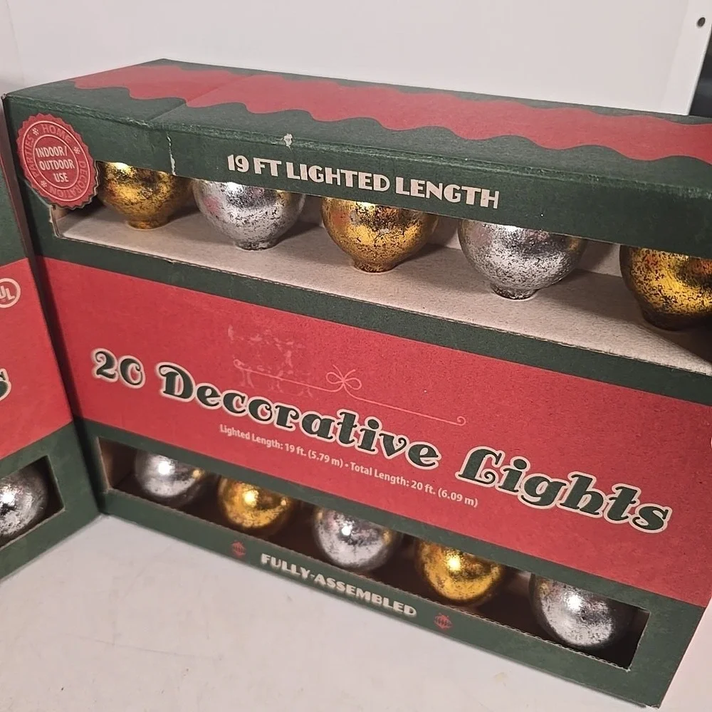 Decorative 20 Light Set G40 Indoor Outdoor Silver Copper 20 Ft Lot Of 2‎
